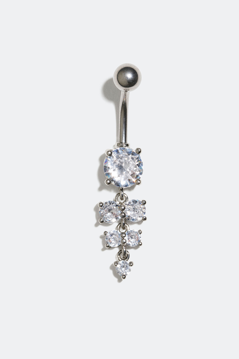 Navelpiering med hänge av runda Cubic Zirconia stenar