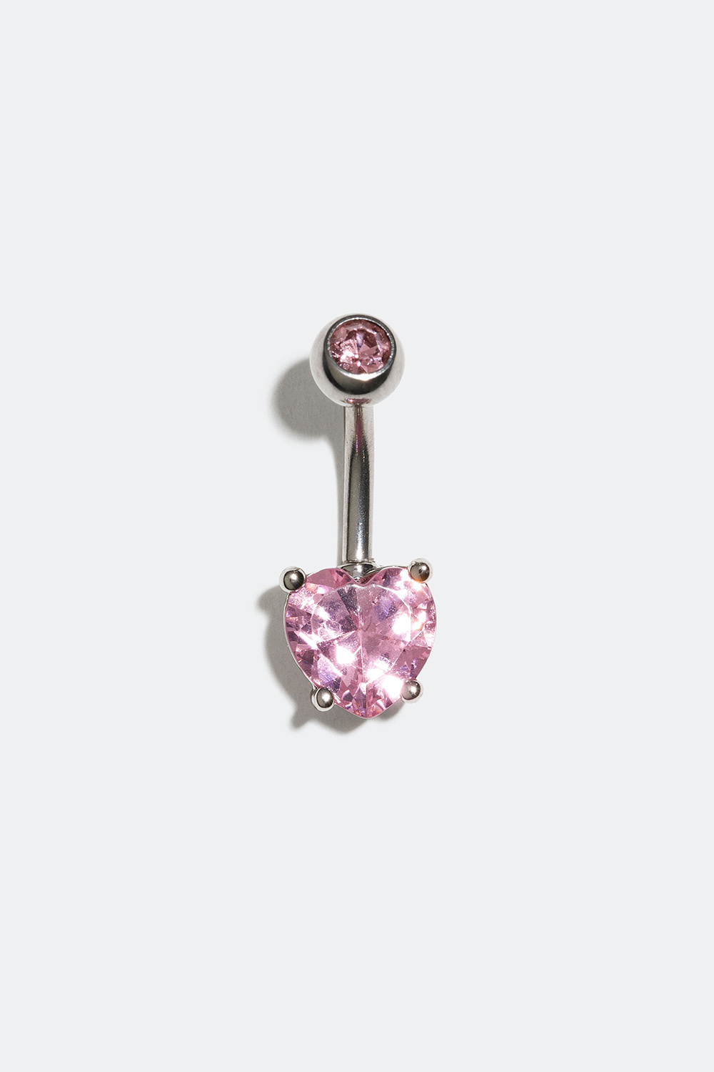 Navelpiercing med rosa hjärta i Cubic Zirconia