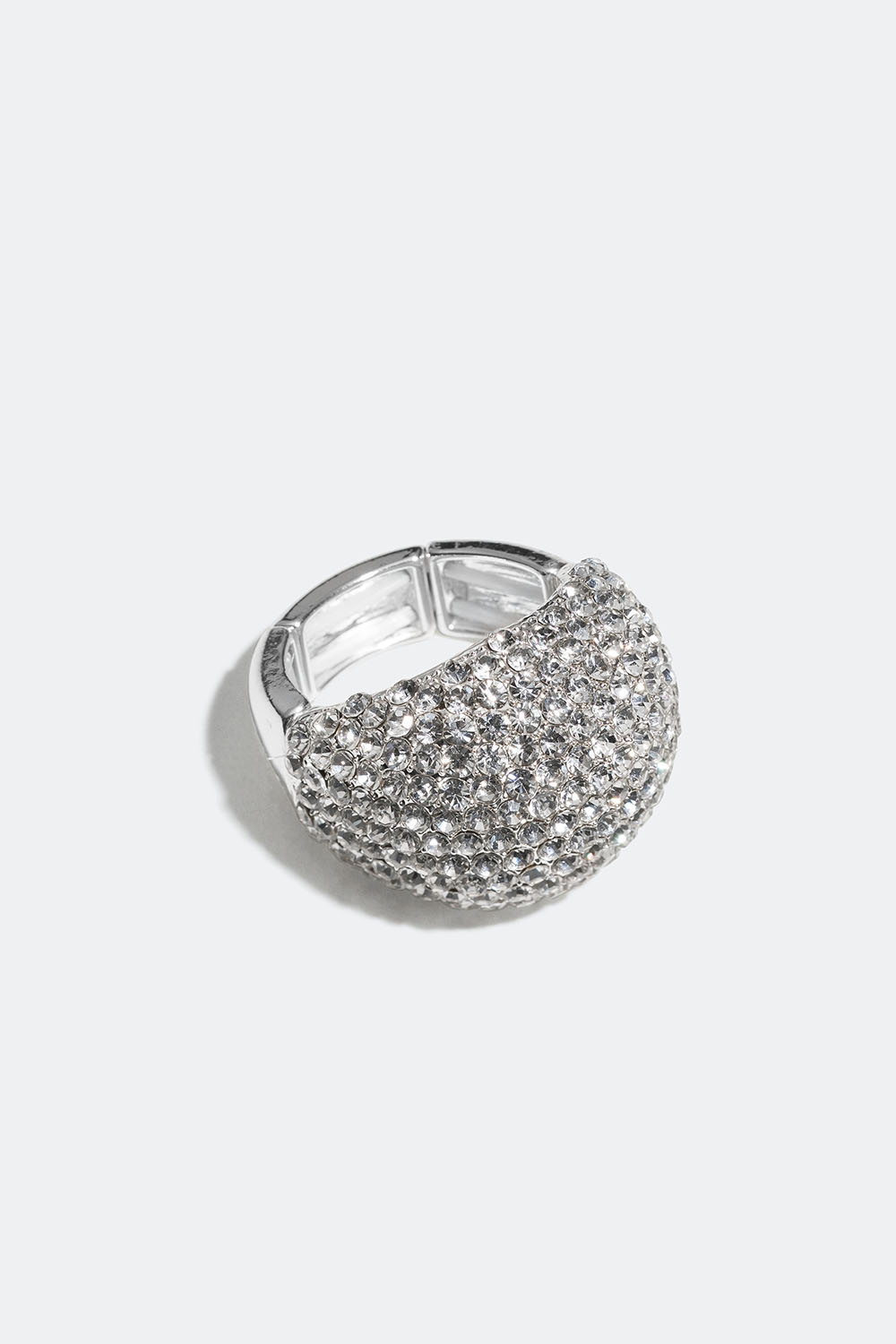 Silverfärgad justerbar ring med strass