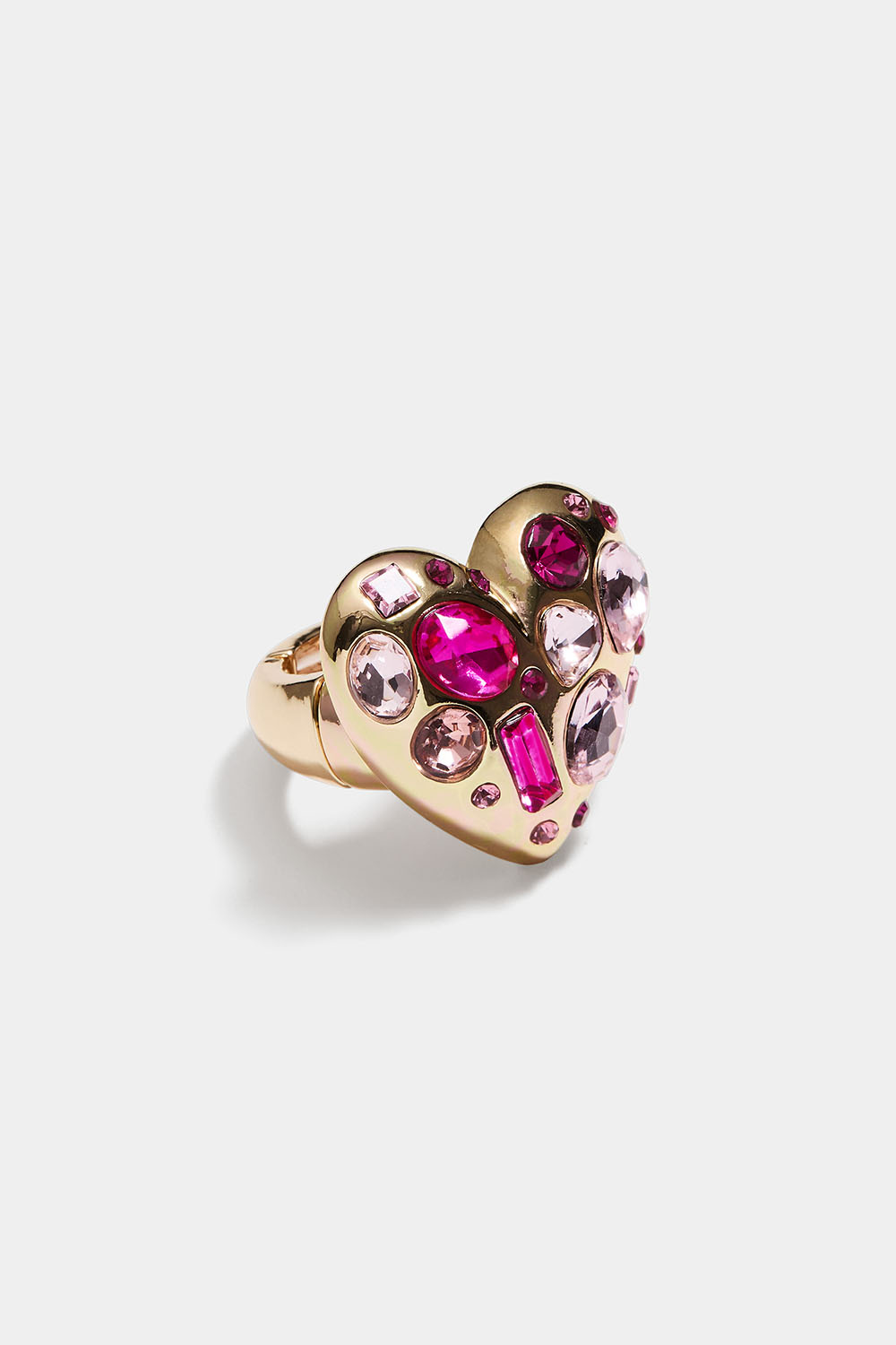 Justerbar ring med hjärta och rosa strass