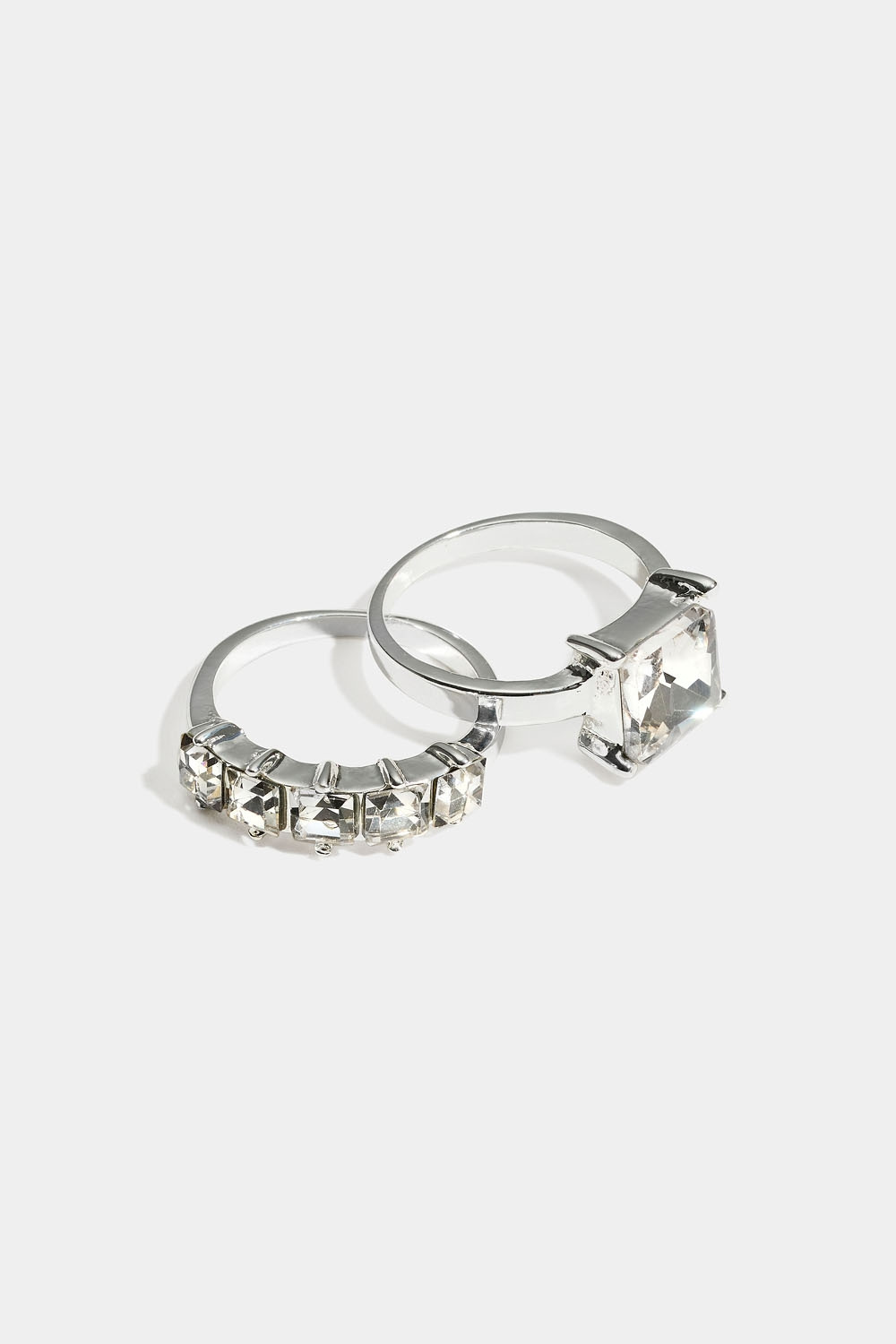 Ringar med vita stenar, 2-pack