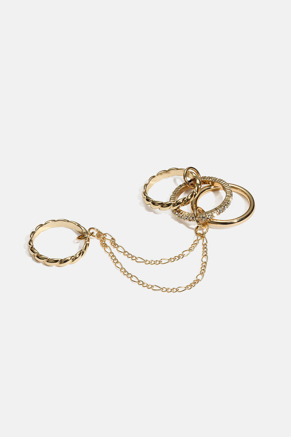 Guldfärgade ringar med kedja, 4-pack
