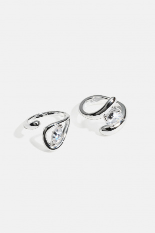 Ringar med glasstenar och omlott design, 2-pack