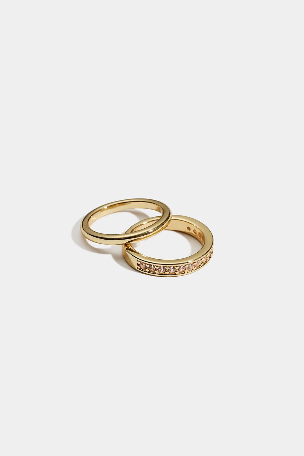 Guldfärgade lillfingerringar med glasstenar, 2-pack