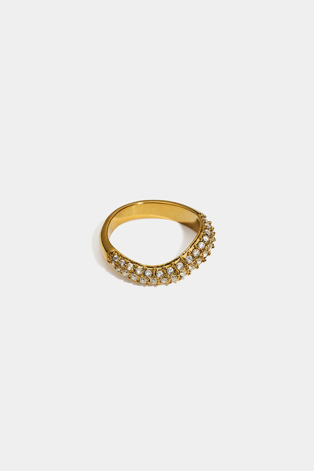 Vågig ring i 18k guldpläterat stål med Cubic Zirconia