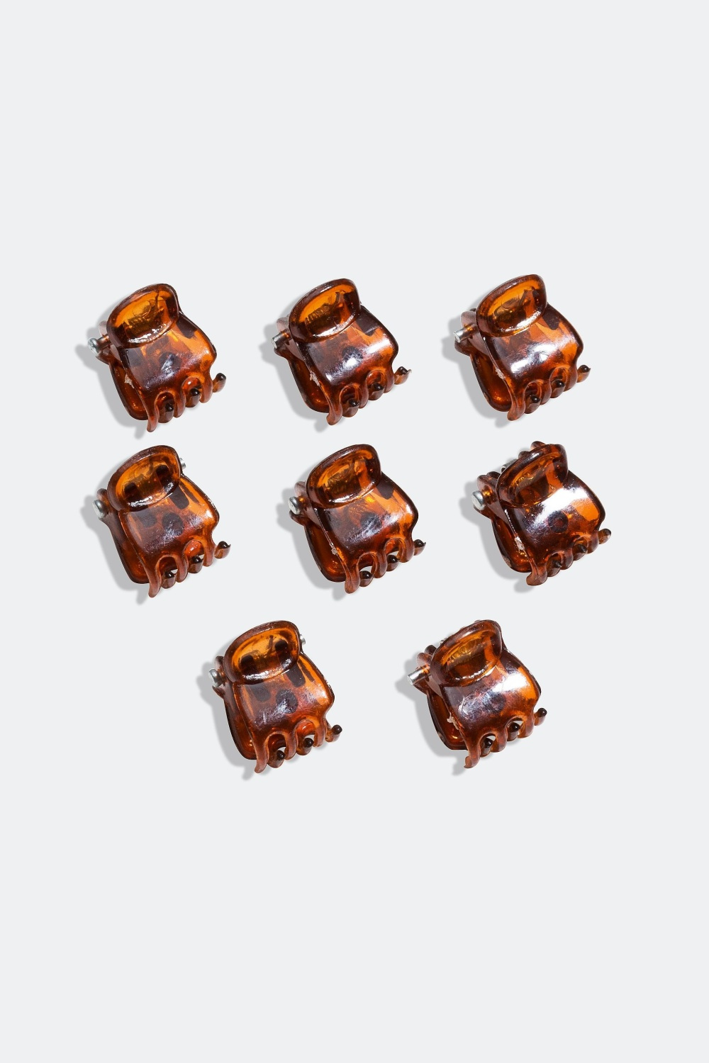 Bruna minihårklämmor, 8-pack