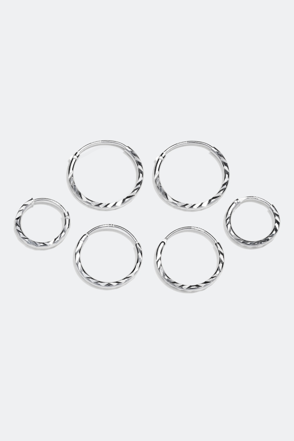 Hoops i äkta silver, 3-pack, 1,2 cm