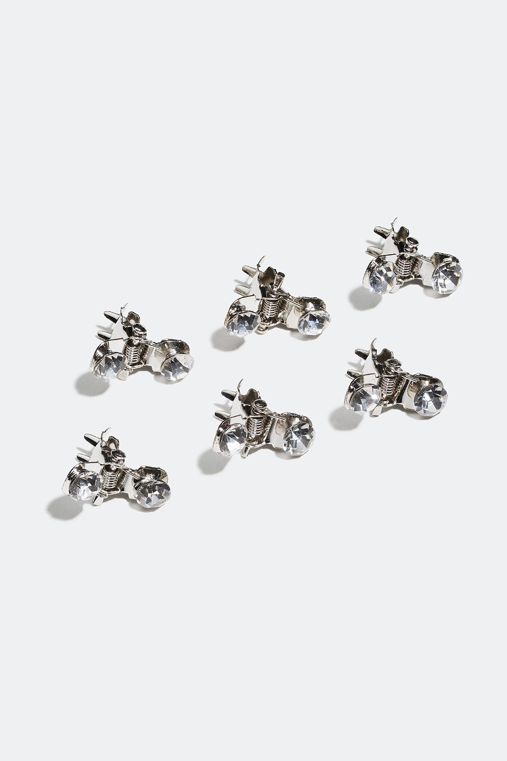 Små hårklämmor med glasstenar, 6-pack