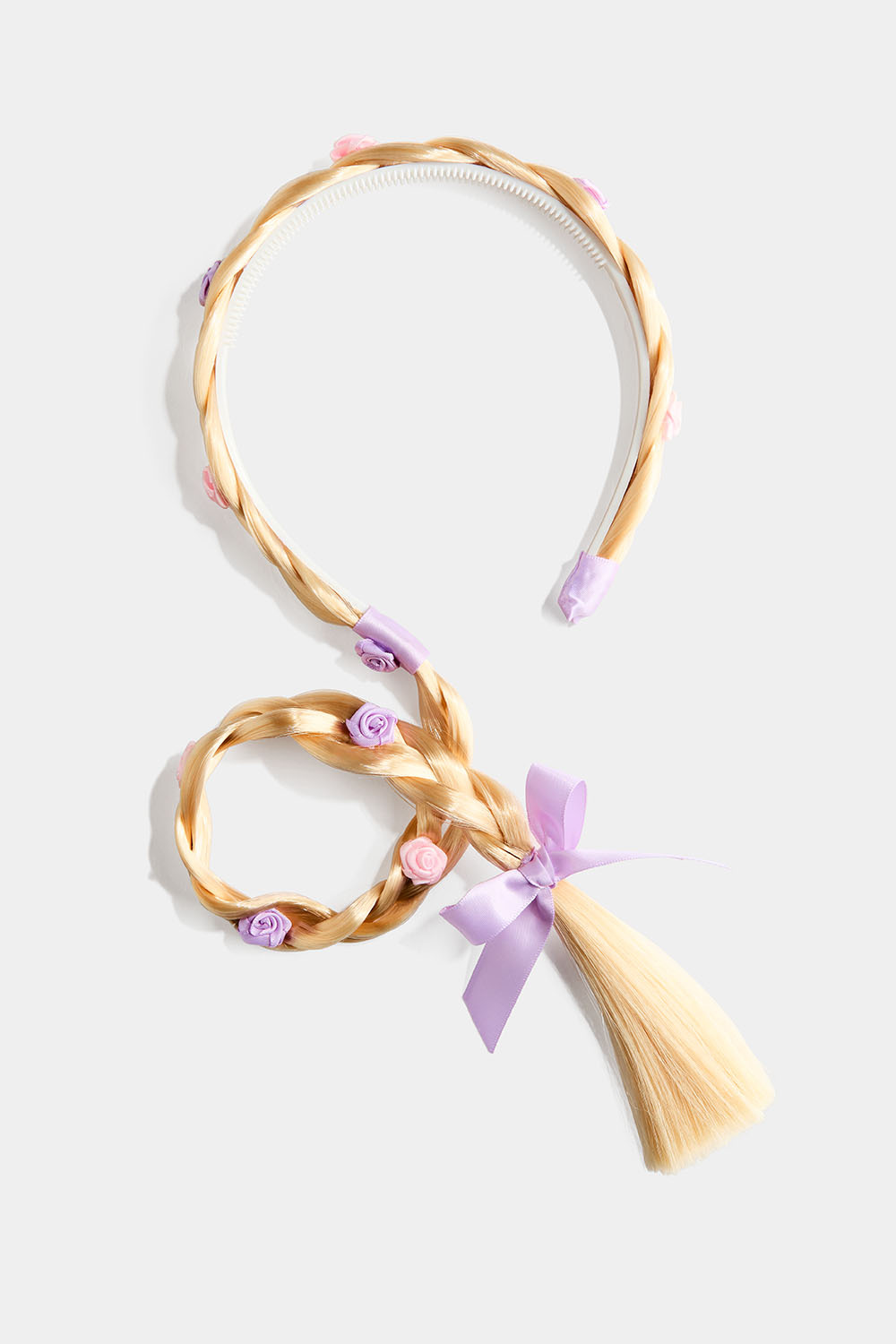 Diadem med fläta och rosor