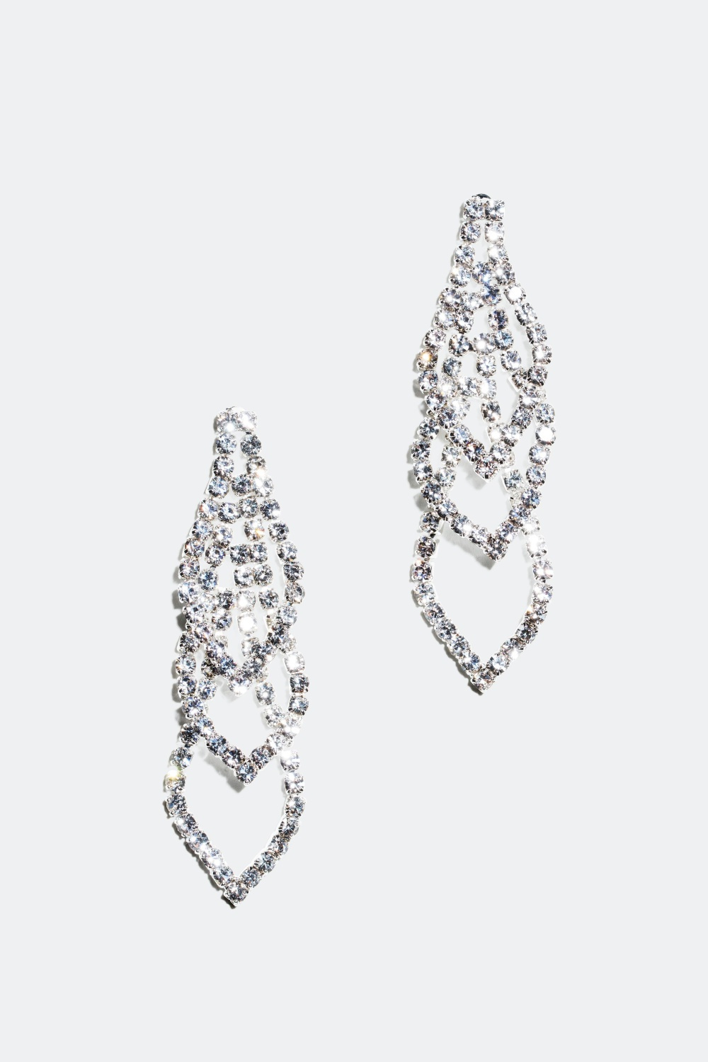 Strassörhängen med tre dekorationer 