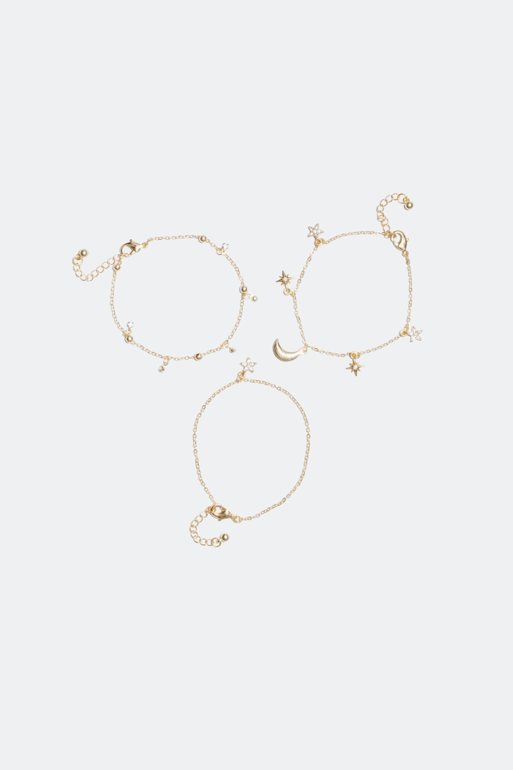 Armband med stjärn - och månberlocker, 3-pack