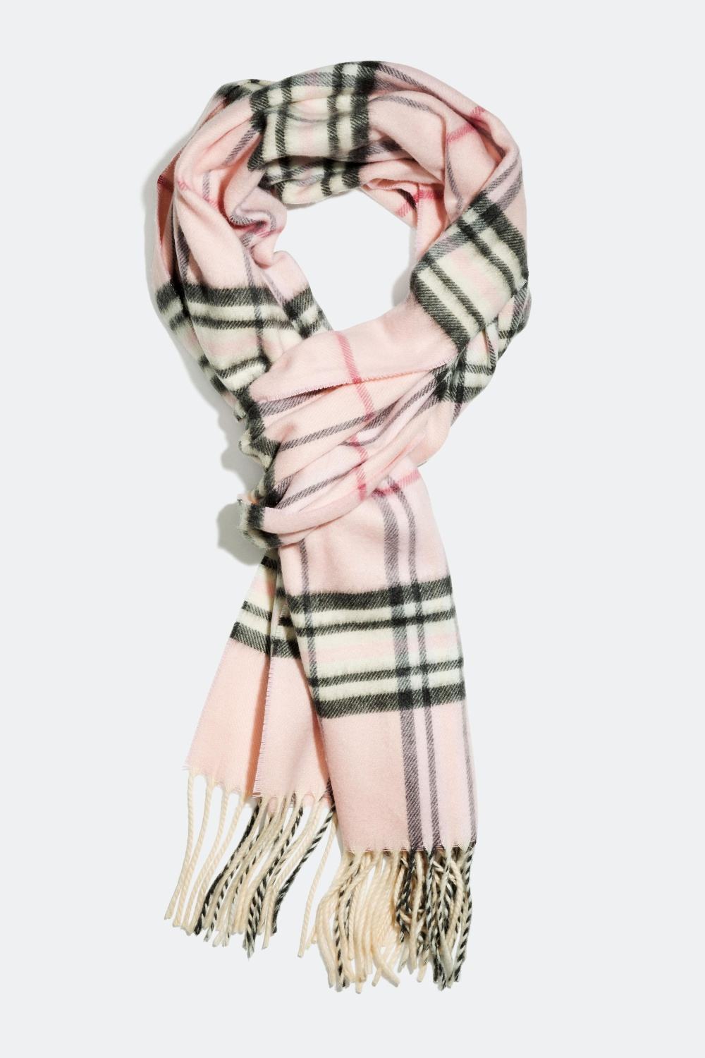 Rutig halsduk med fransar, rosa