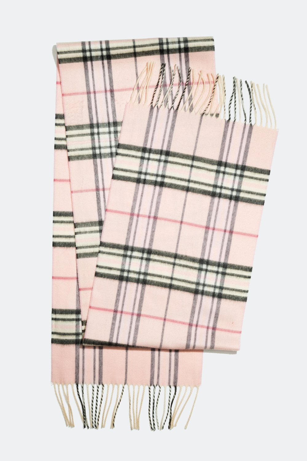 Rutig halsduk med fransar, rosa