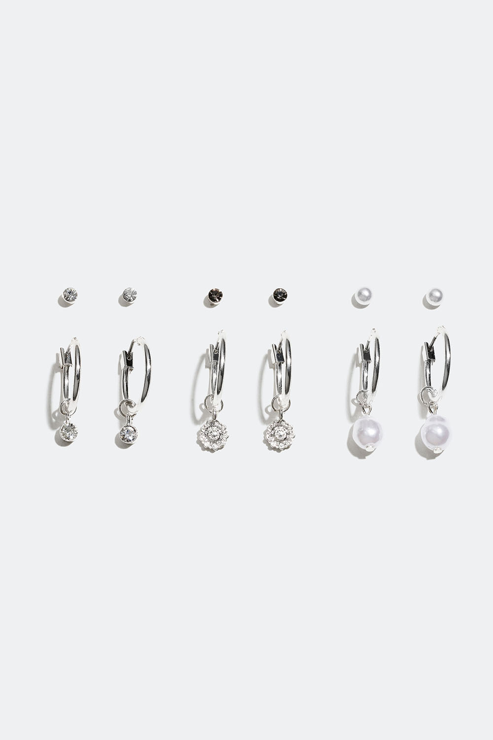 Studs och creoler med hänge, 6-pack 