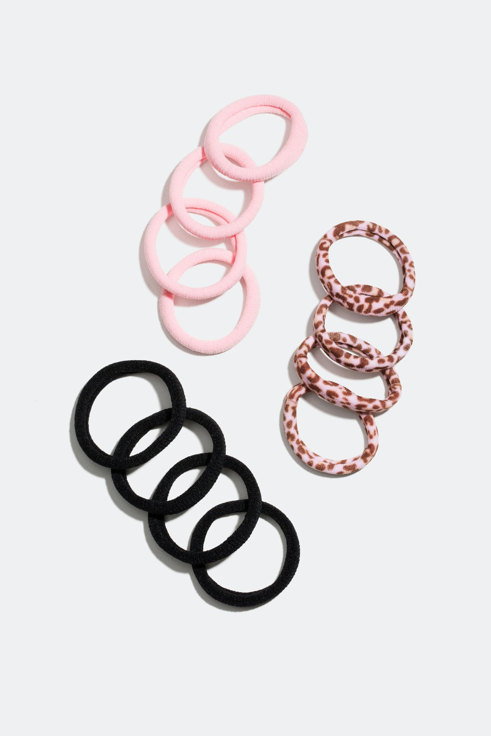 Hårsnoddar, rosa, svart, leo, 12-pack