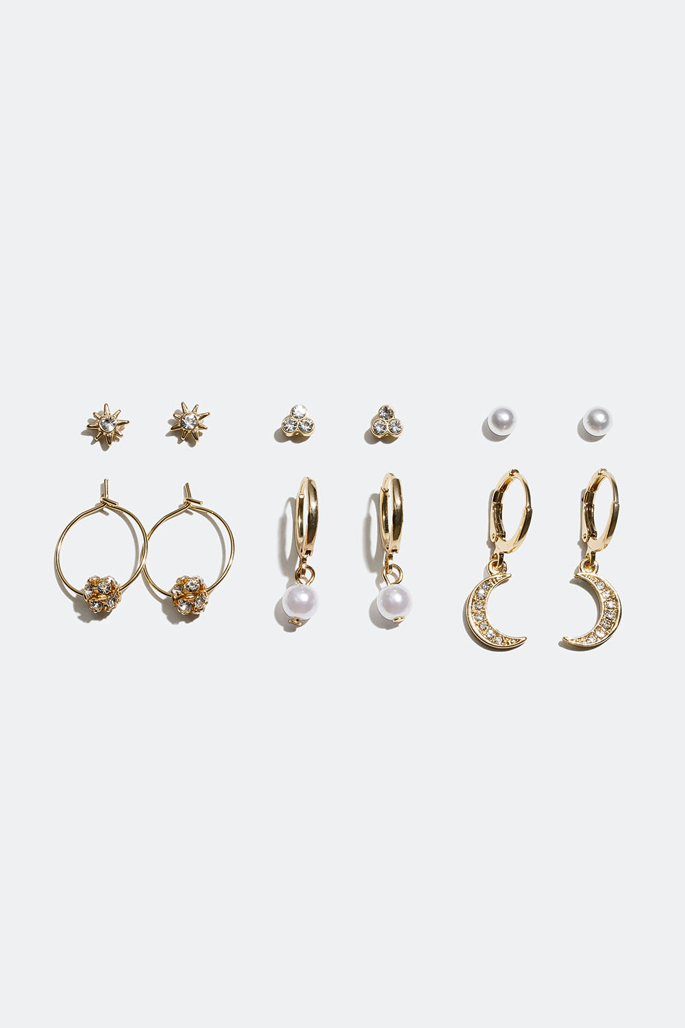 Studs och creoler med berlocker, 6-pack