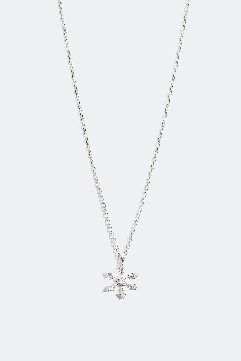 Halsband i äkta silver med snöflinga med stenar