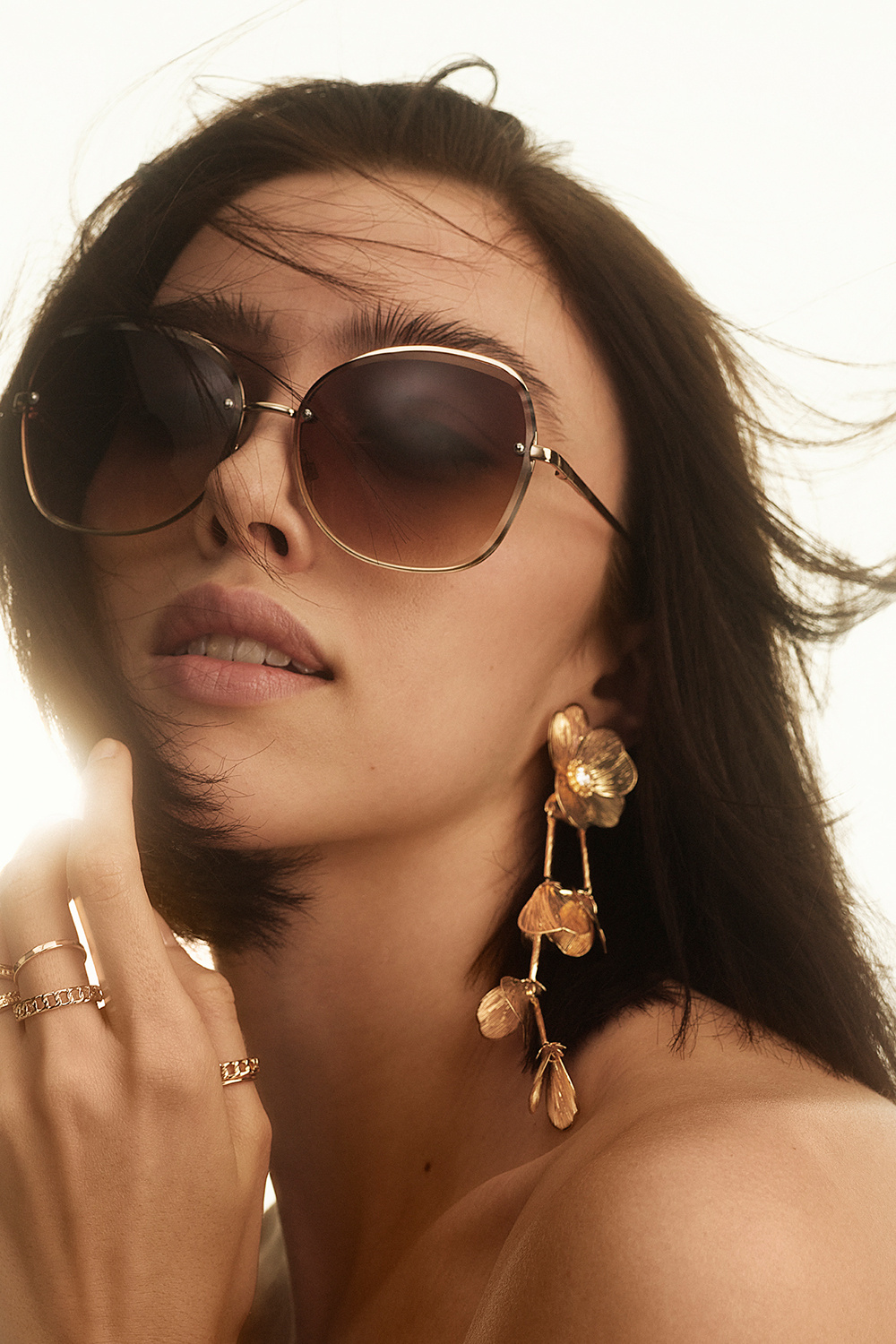 Retro solglasögon med tonat glas