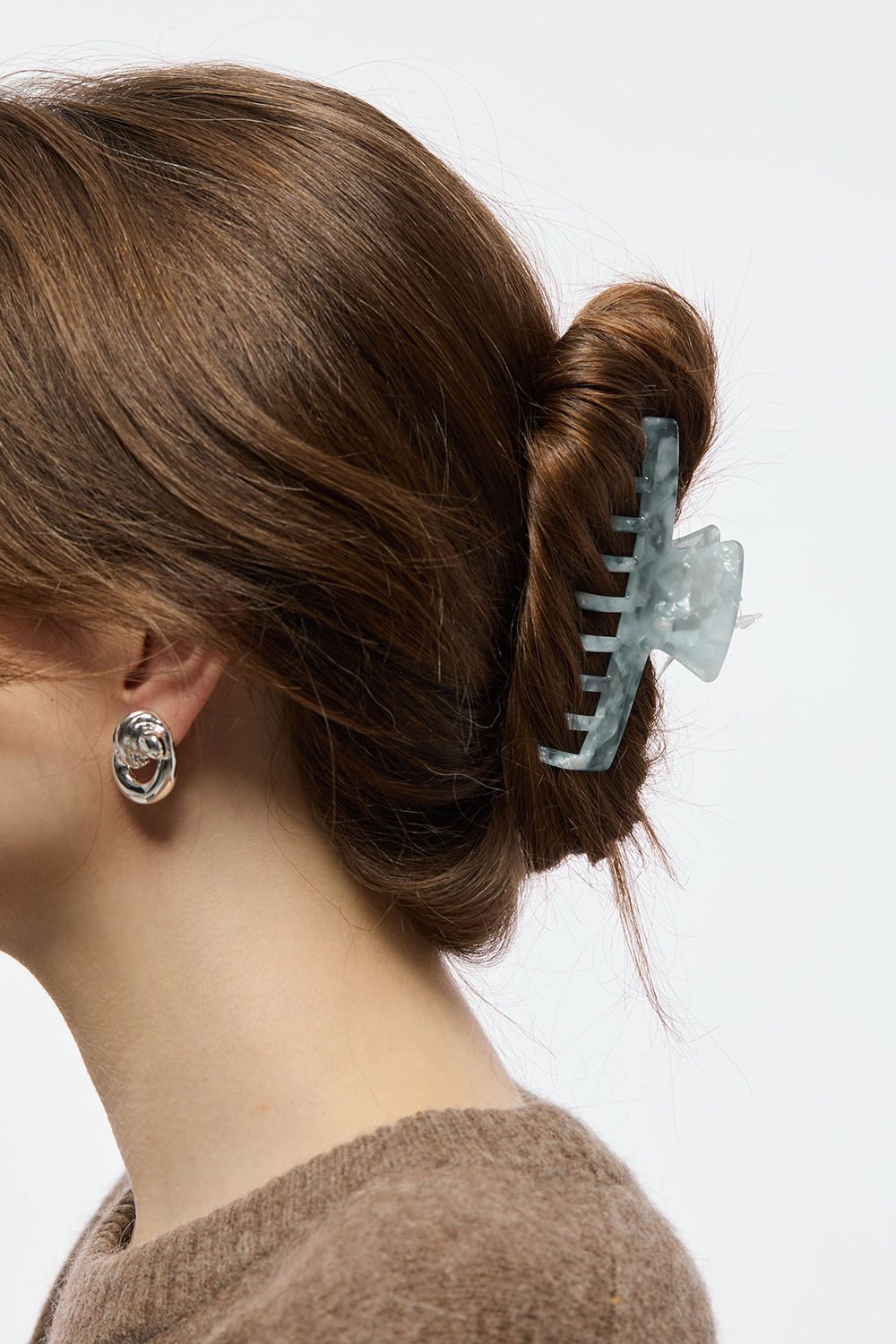 Avlång hårklämma med marmorerat mönster