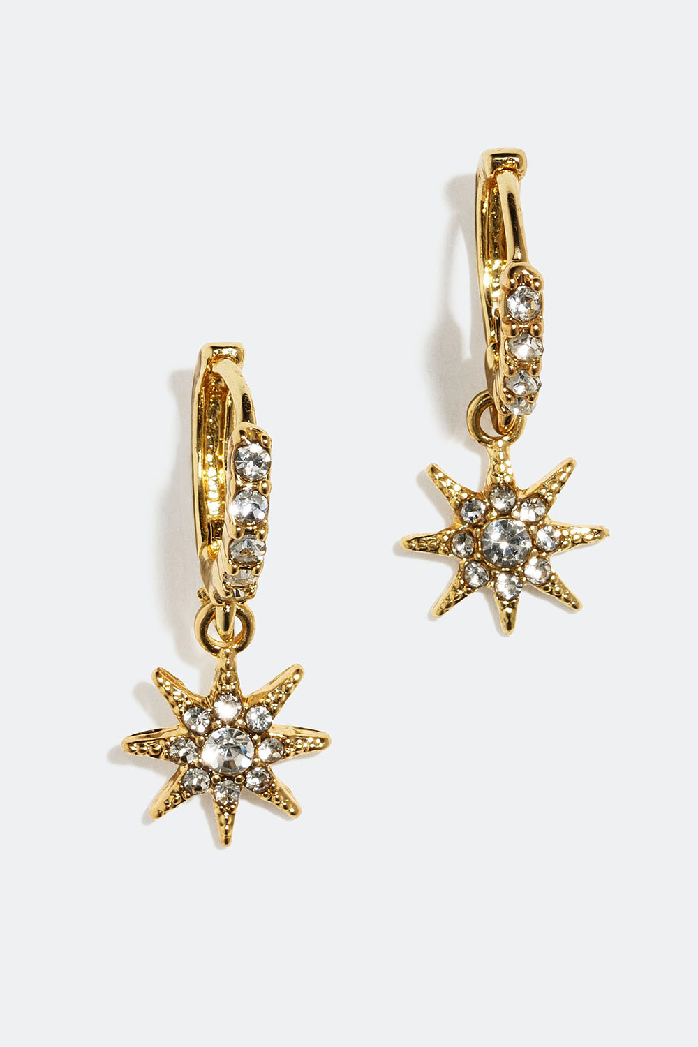 Hoops med stjärnformade hängen och glasstenar