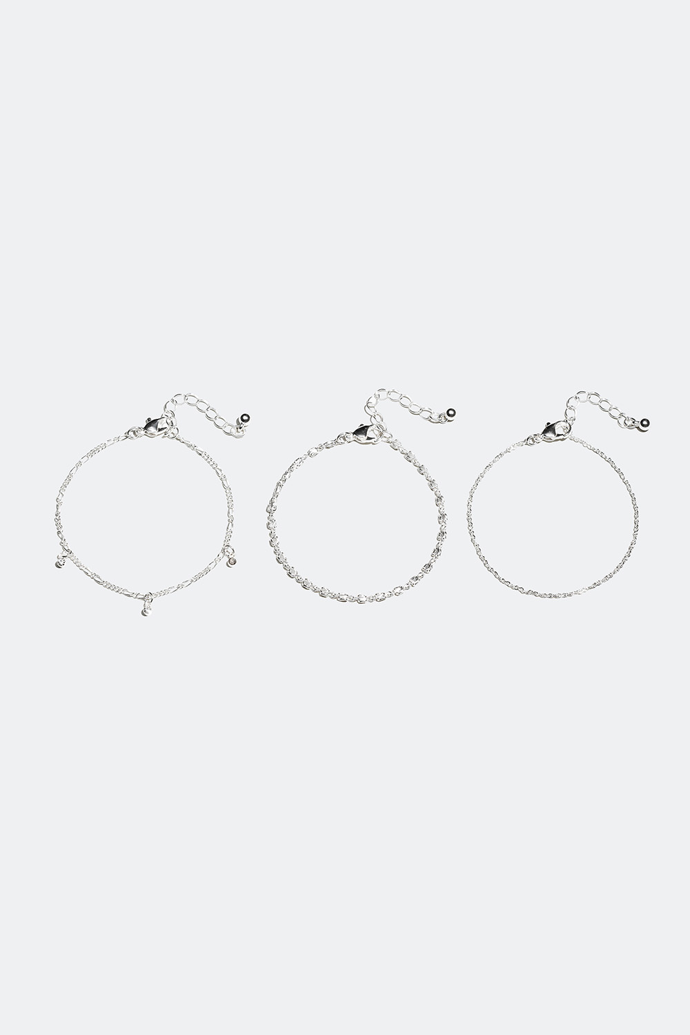 3-pack armband, länkar och glasstenar
