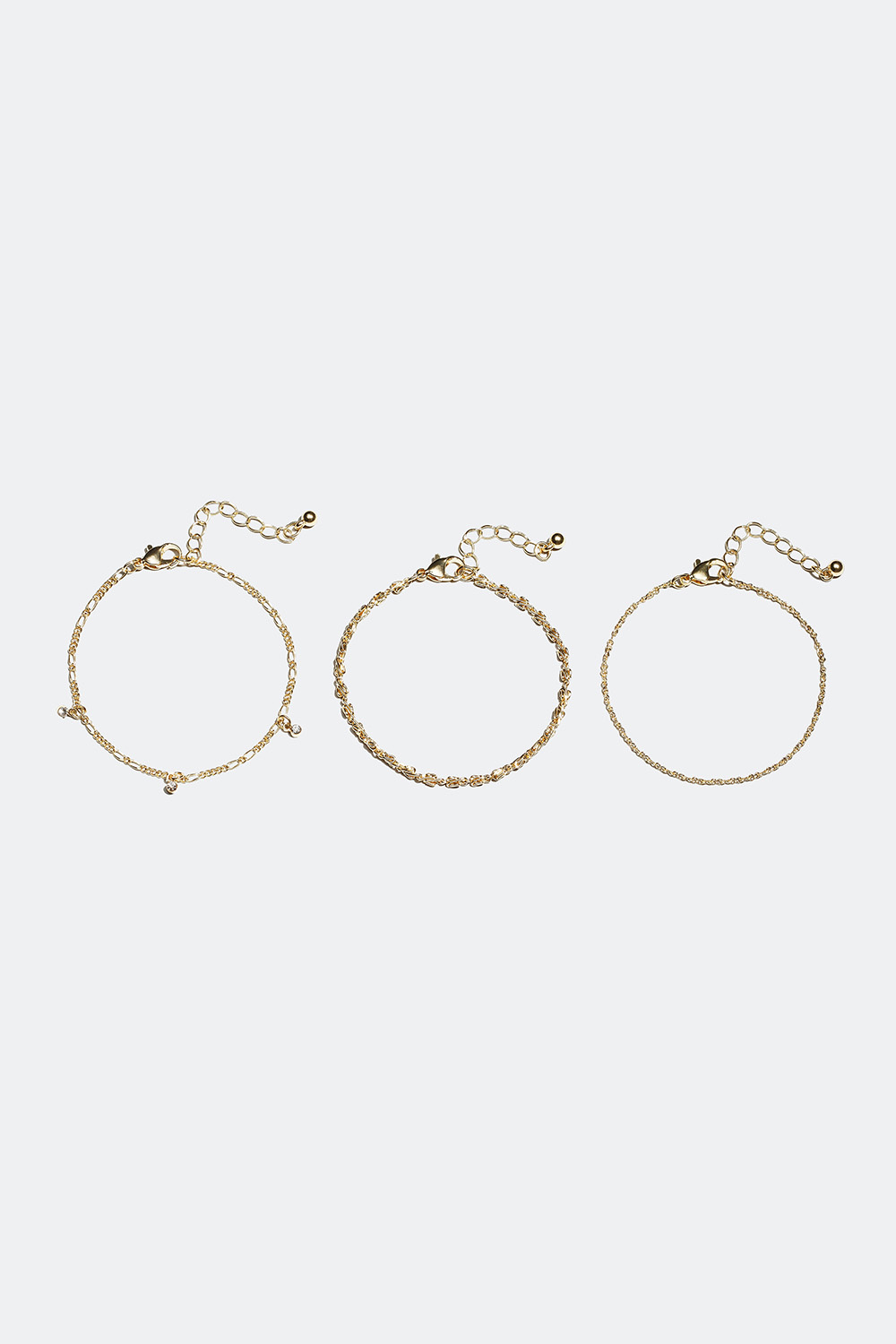 3-pack armband, länkar och glasstenar
