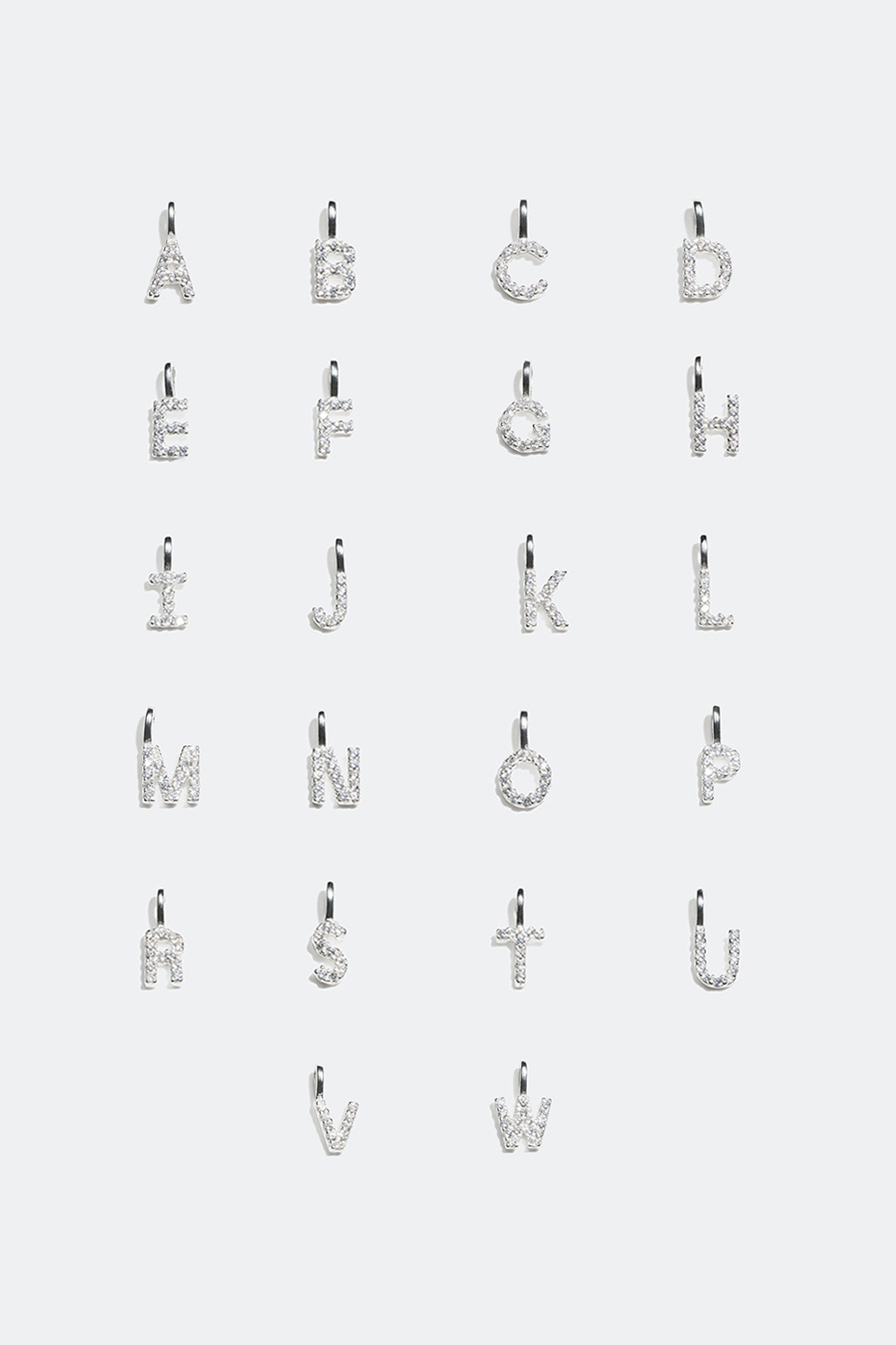 Berlock äkta silver med bokstäver i strass