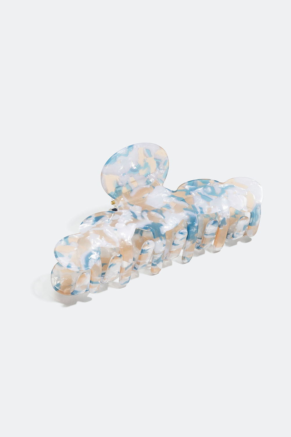 Blåmelerad hårklämma med runda kanter