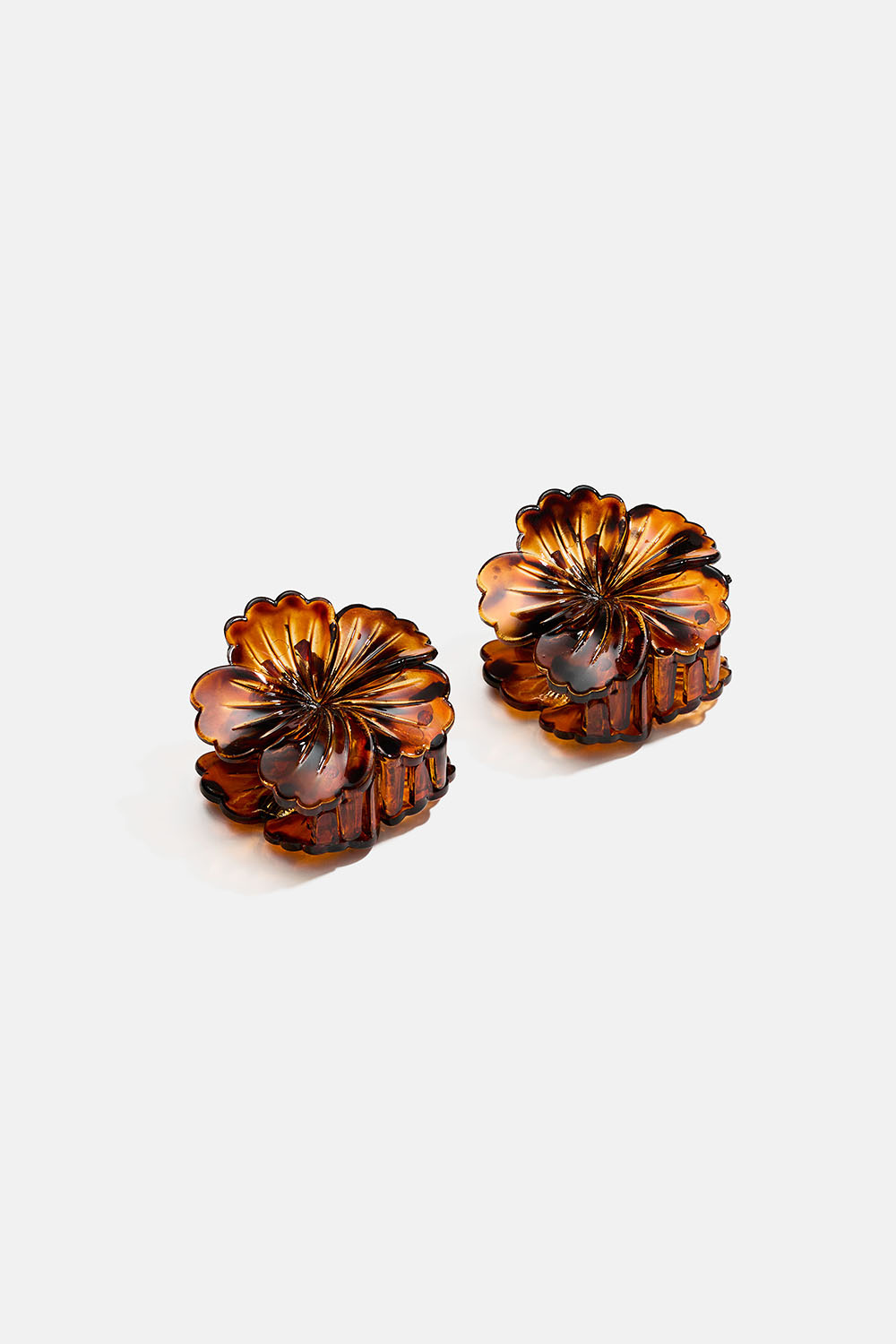 Små bruna blomformade hårklämmor, 2-pack