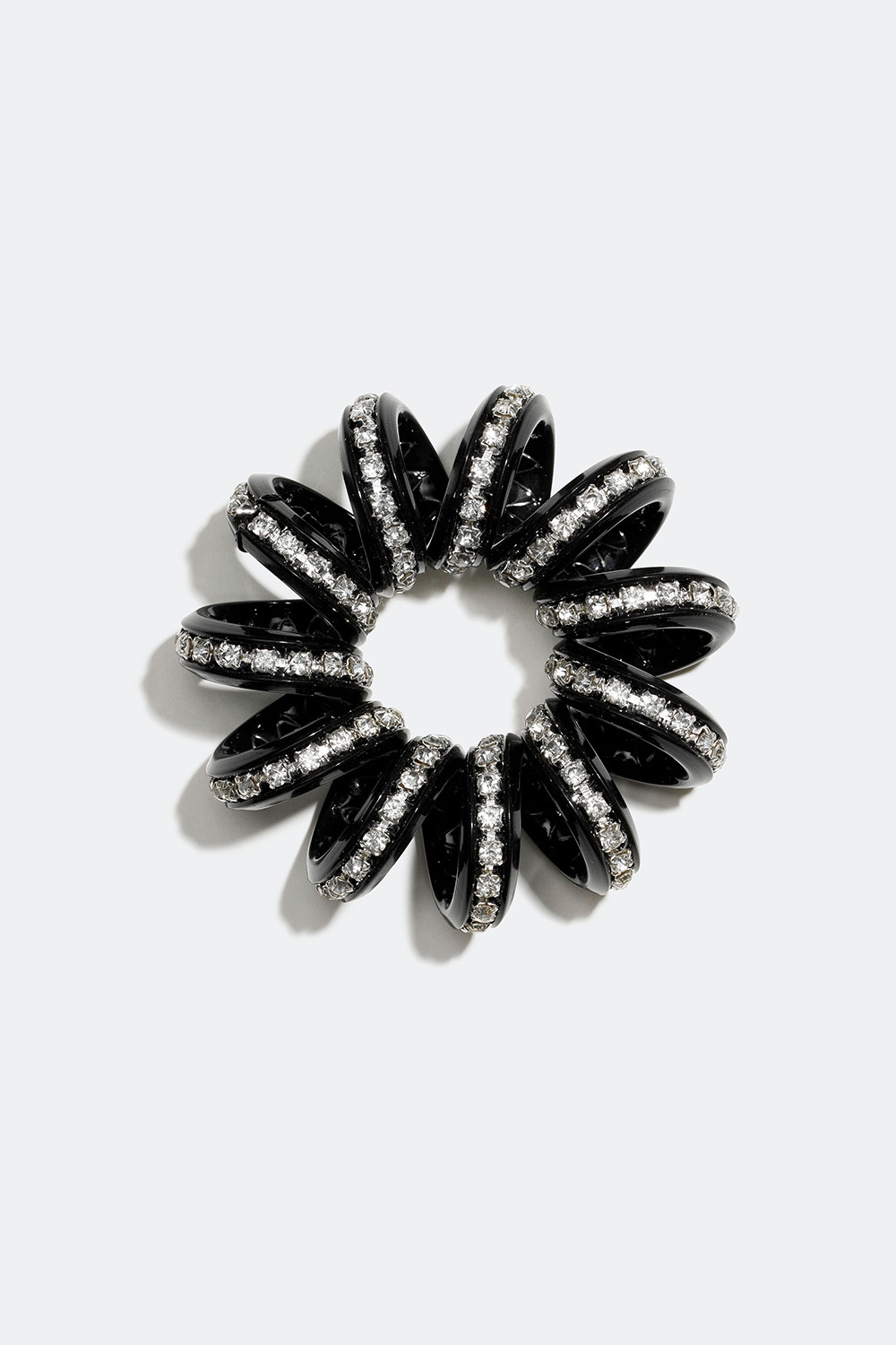 Svart spiral hårsnodd med glasstenar