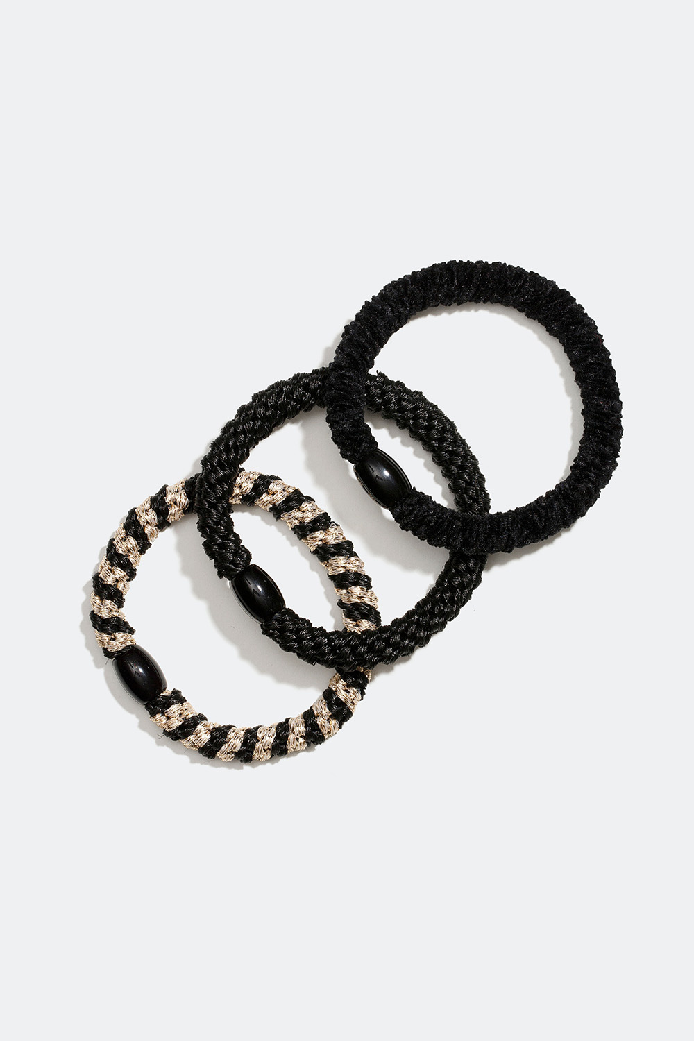 Flätade hårsnoddar i svart mix, 3-pack