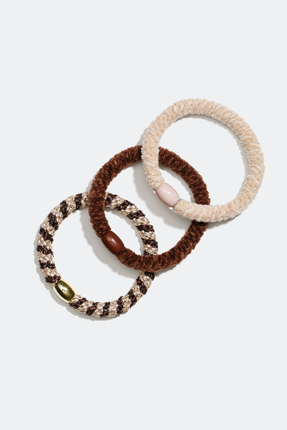 Flätade hårsnoddar i brun och beige mix, 3-pack