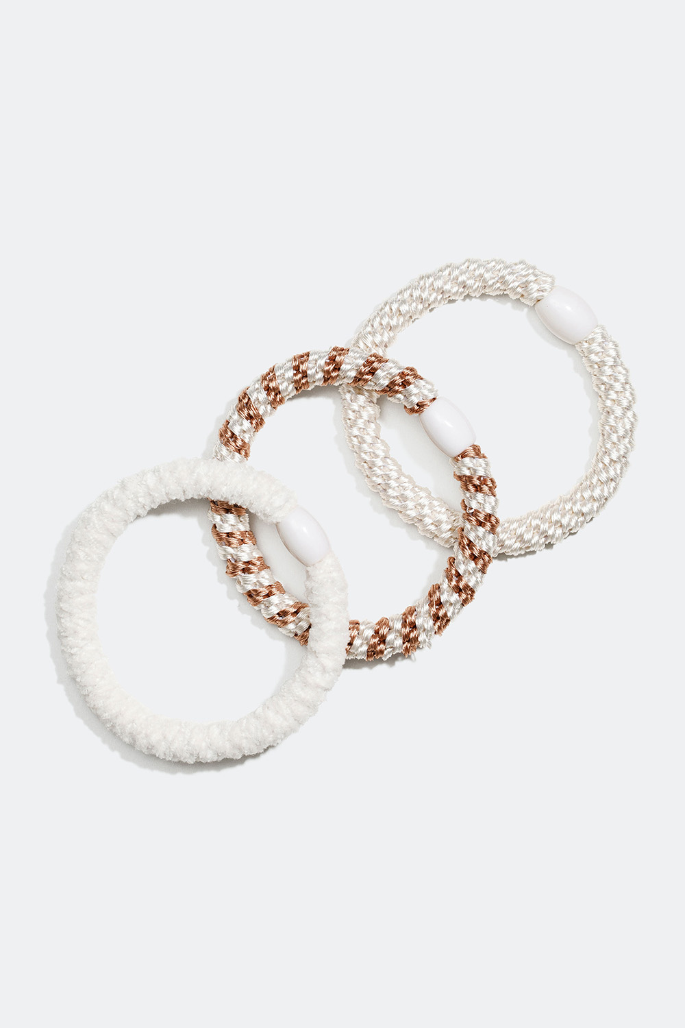 Flätade hårsnoddar i vit mix, 3-pack