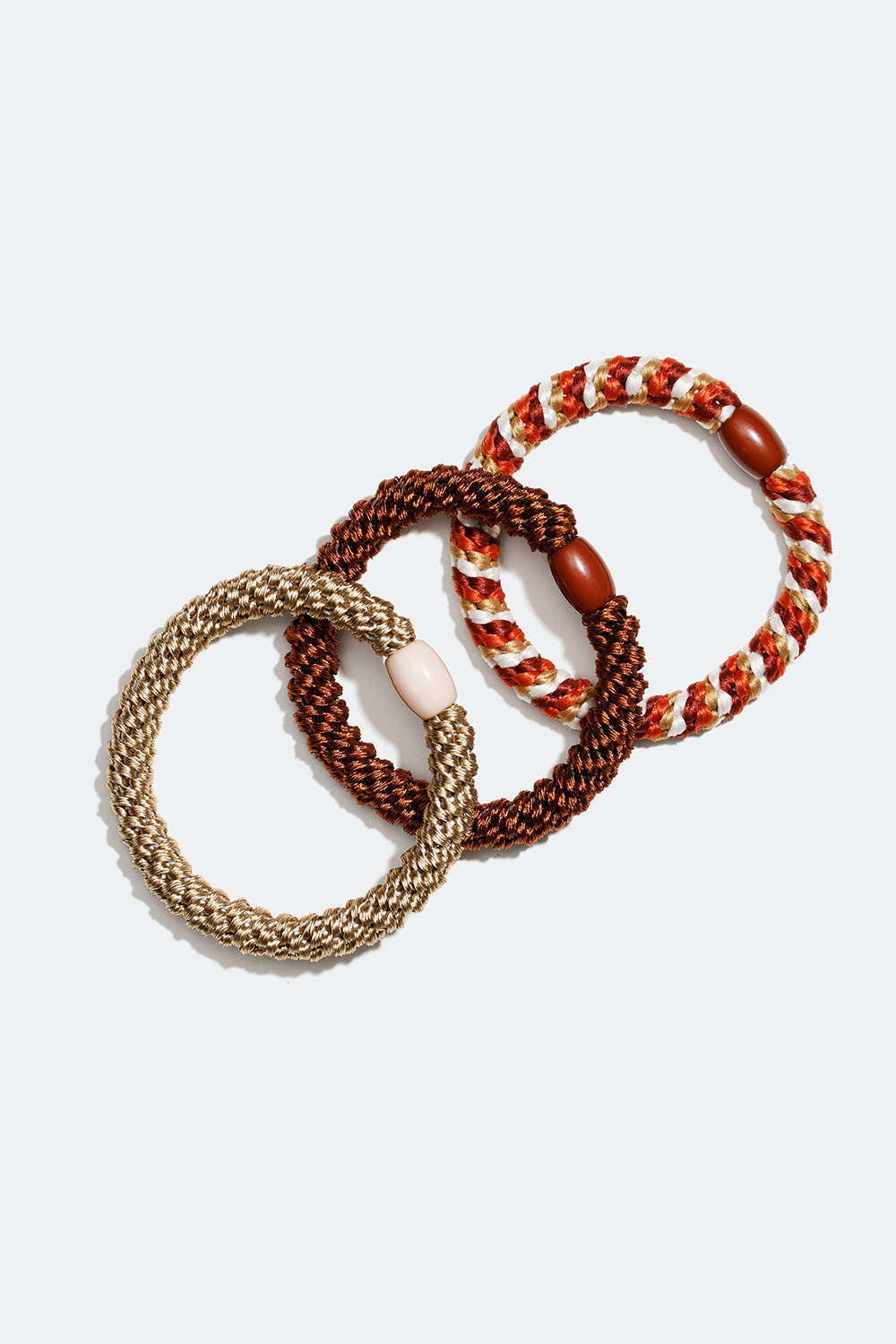 Brun och beige mix av flätade hårsnoddar, 3-pack