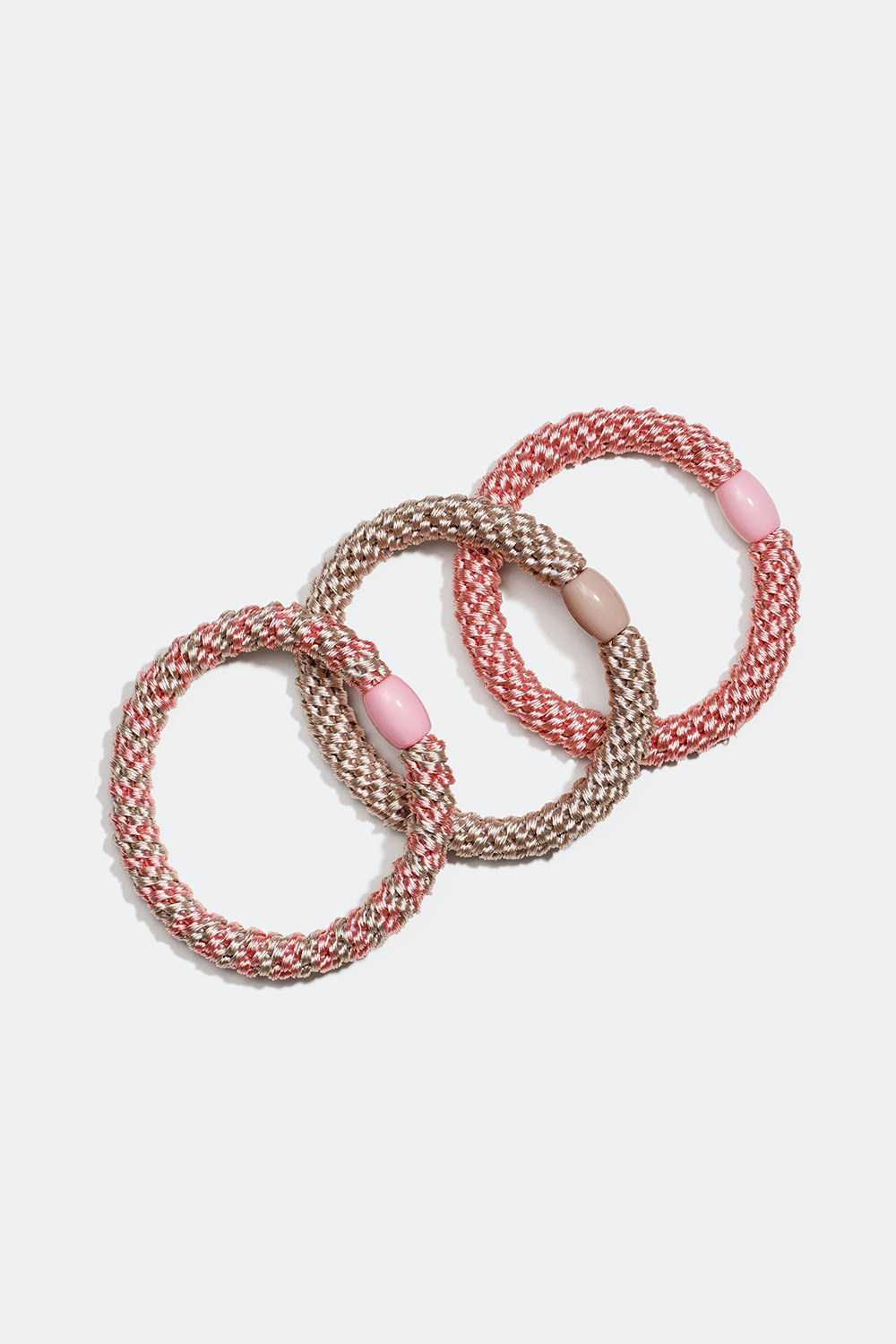 Flätade hårsnoddar i rosa och beige, 3-pack