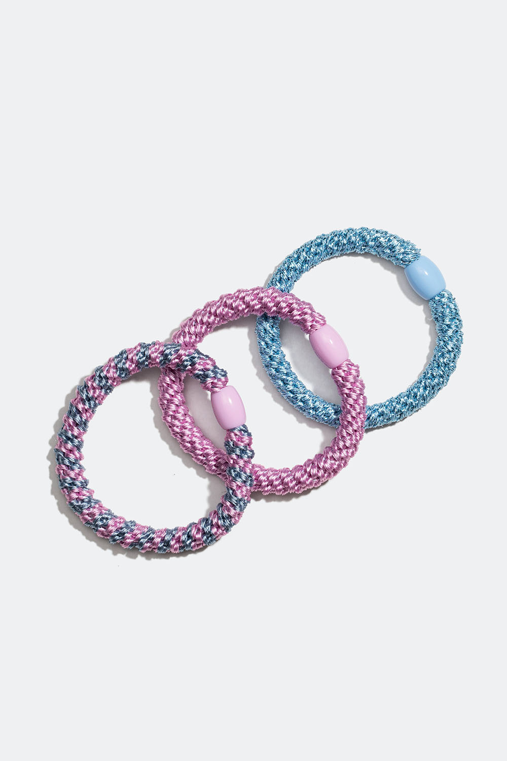 Flätade hårsnoddar i rosa och blå mix, 3-pack