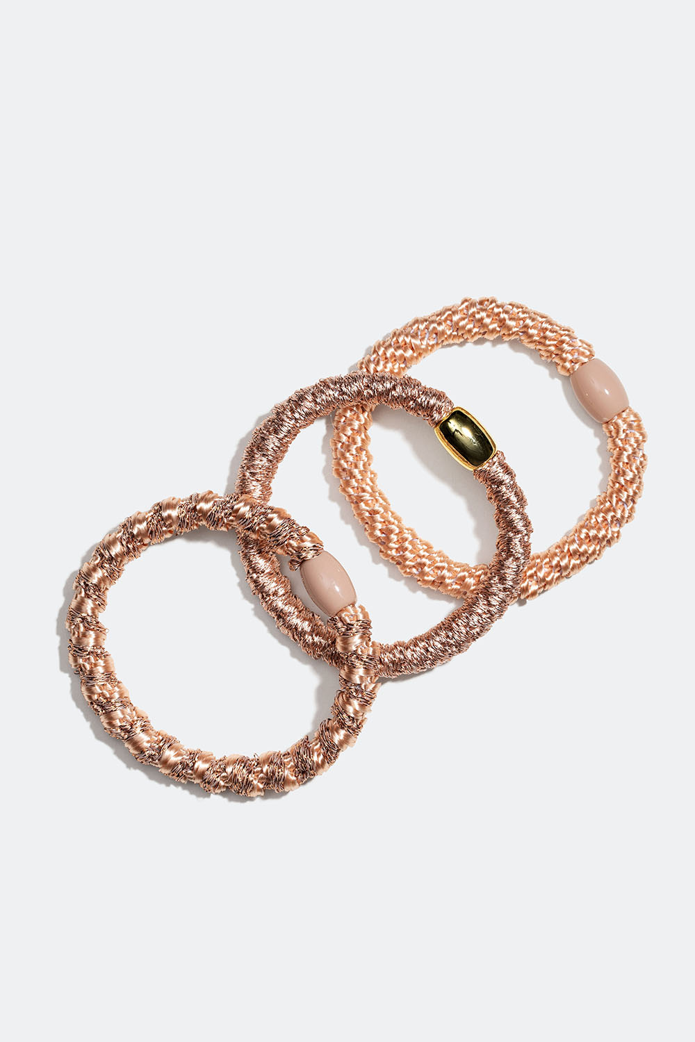 Flätade hårsnoddar i skimrig ljusrosa mix, 3-pack