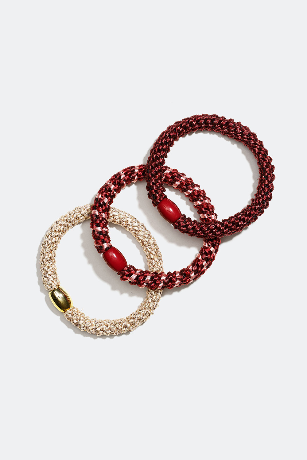 Flätade hårsnoddar i burgundy mix, 3-pack