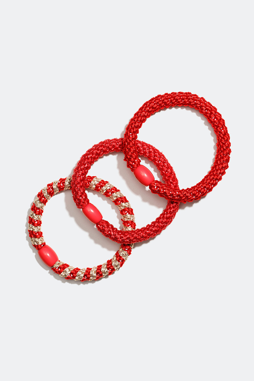 Flätade hårsnoddar i röd mix, 3-pack