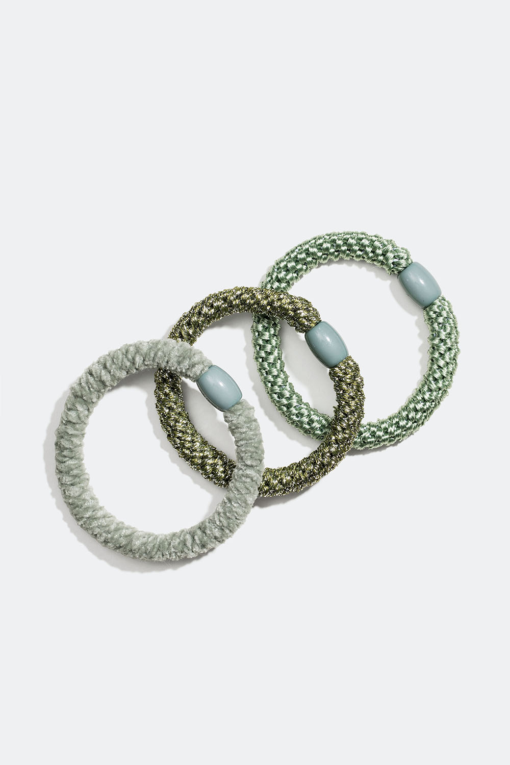 Mix av flätade hårsnoddar i grön färg, 3-pack