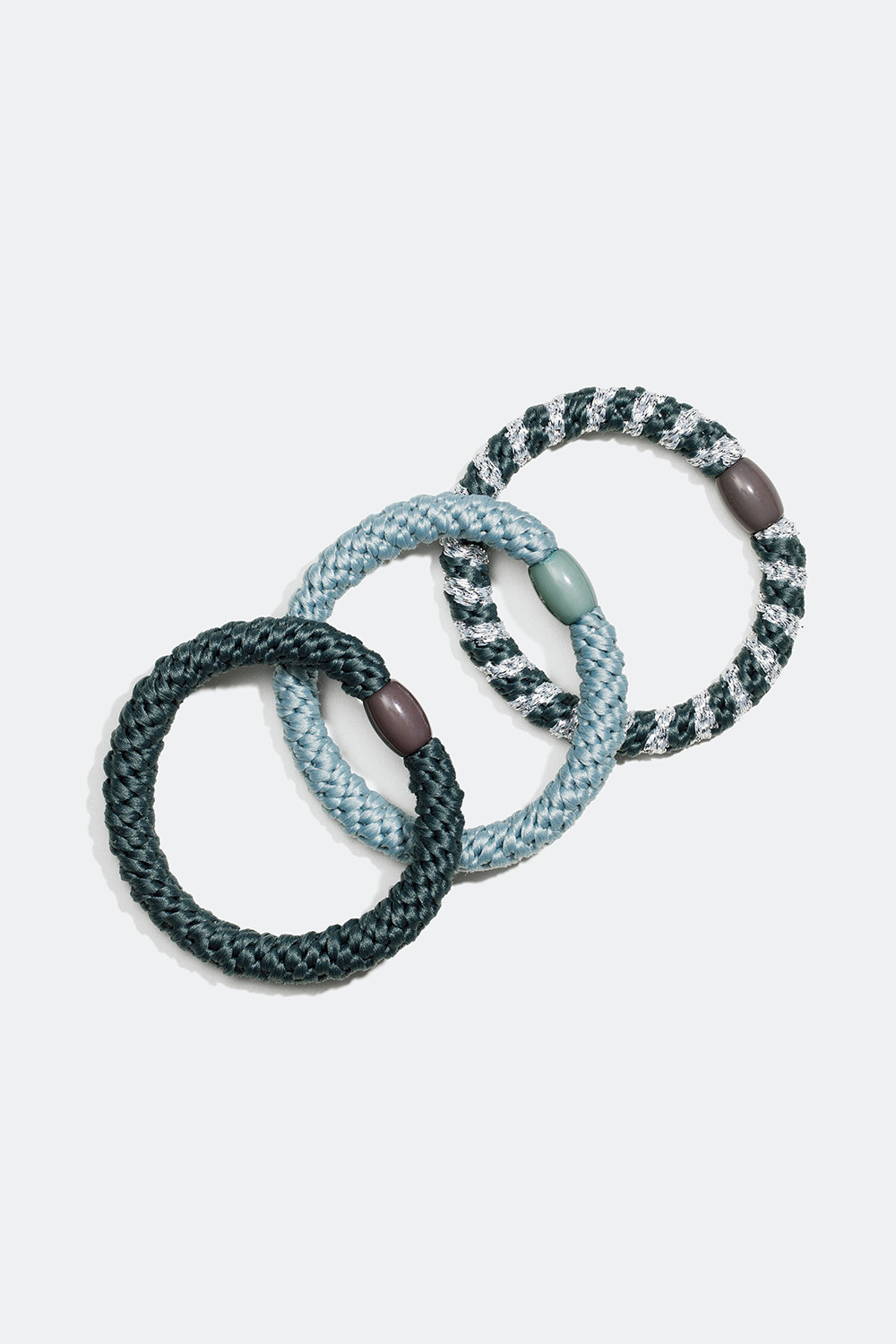 Flätade hårsnoddar i grönblåa färger, 3-pack