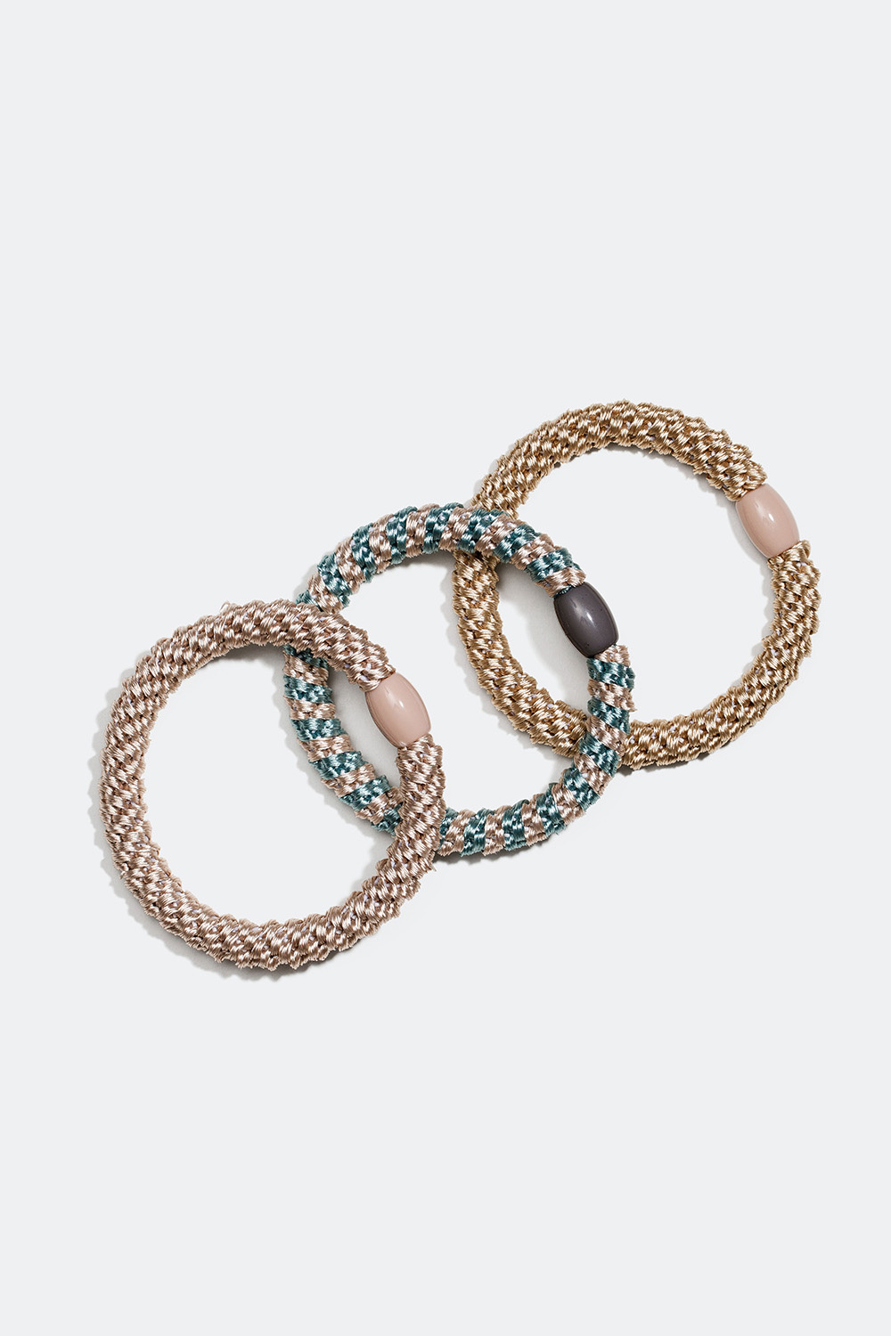 Flätade hårsnoddar i beige och blå färg, 3-pack