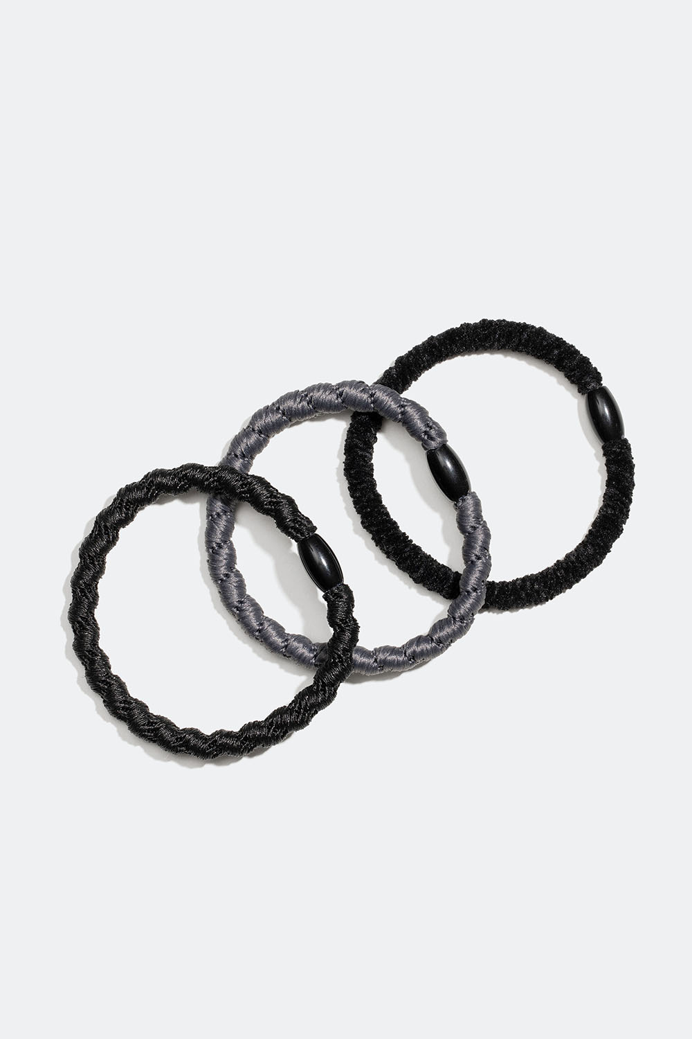 Smala flätade hårsnoddar i svart, 3-pack