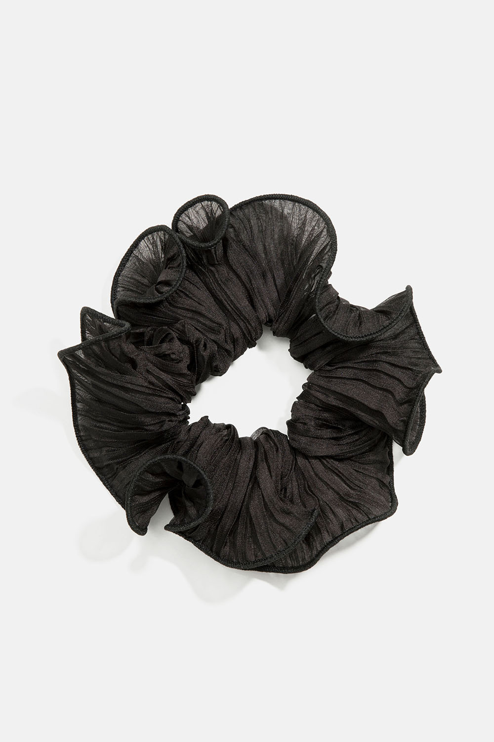 Svart scrunchie i plisserad organza