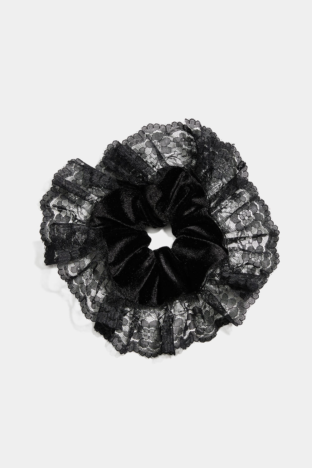 Scrunchie i sammet och spets