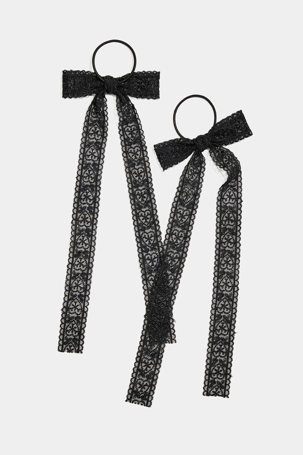 Hårsnoddar med svarta spetsrosetter, 2-pack