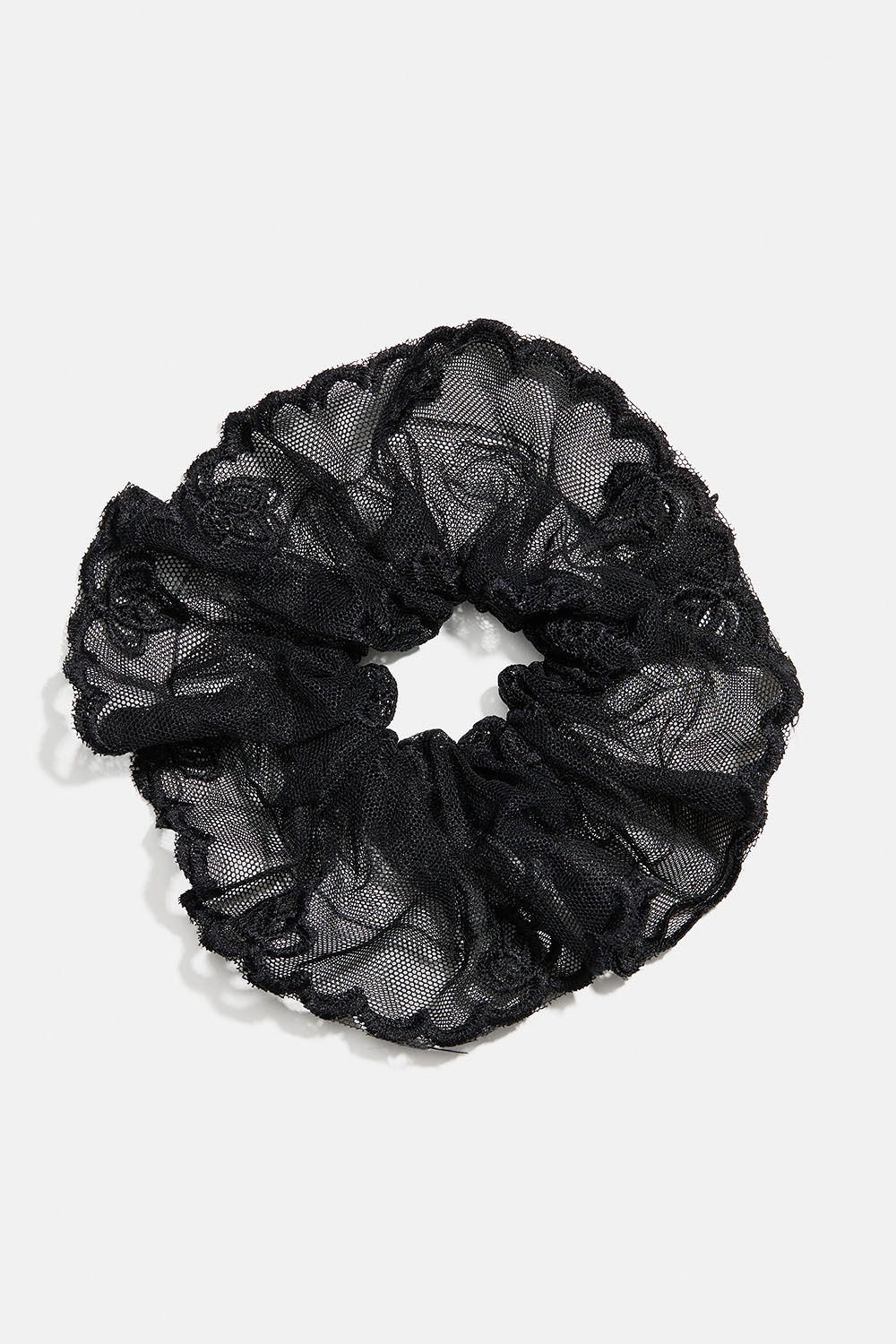 Svart scrunchie med spetstyg