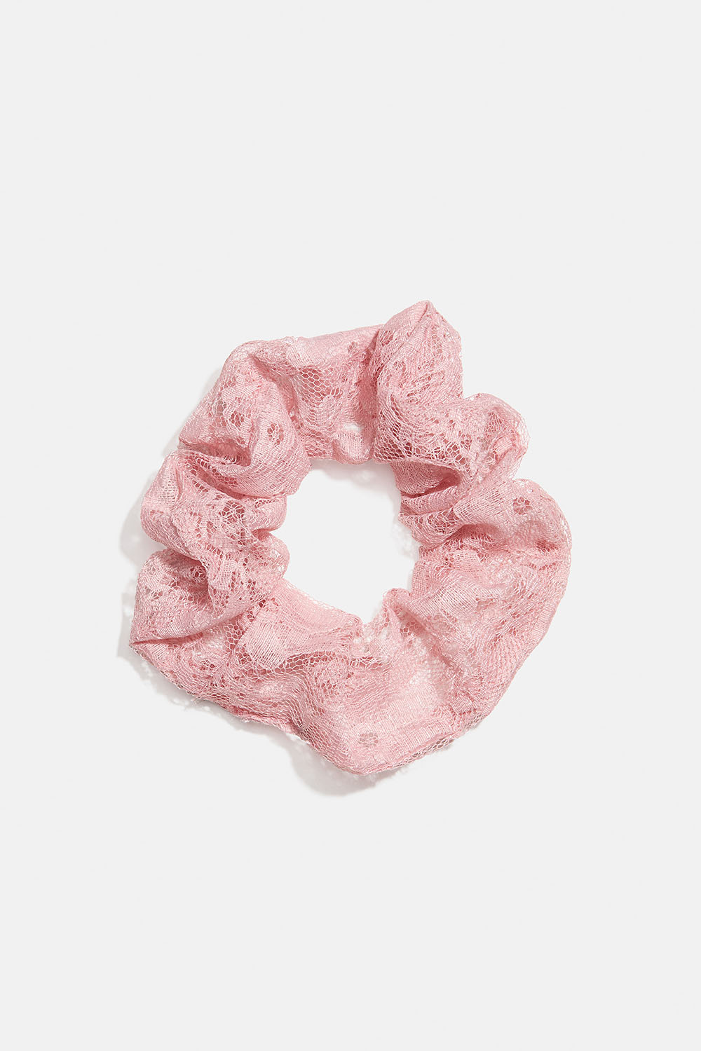 Rosa scrunchie i spets