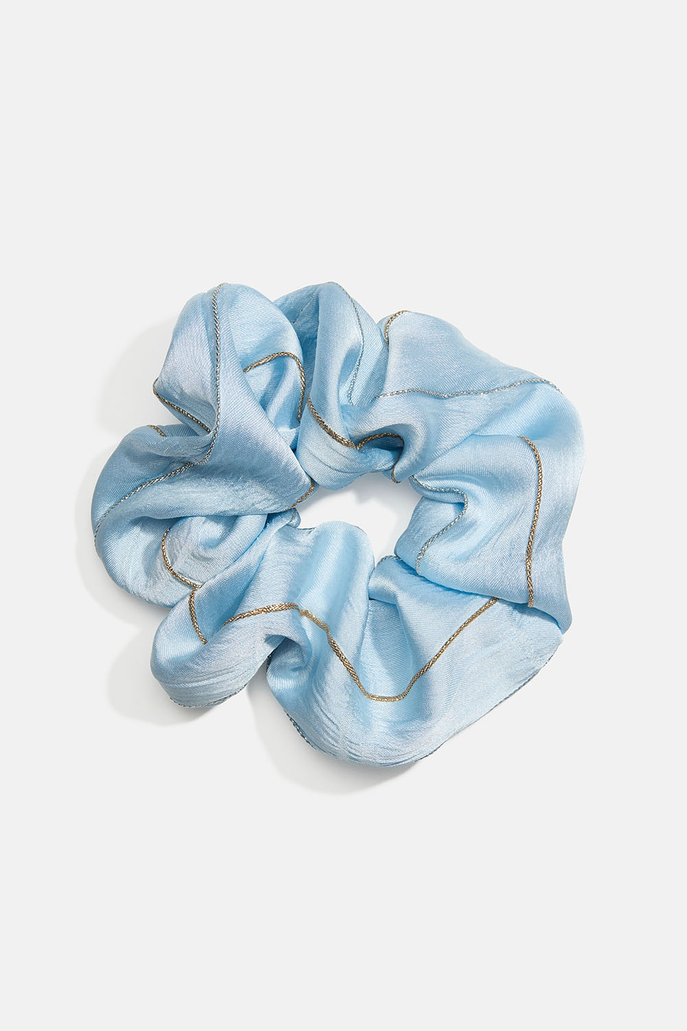 Scrunchie i blått med guldtrådar