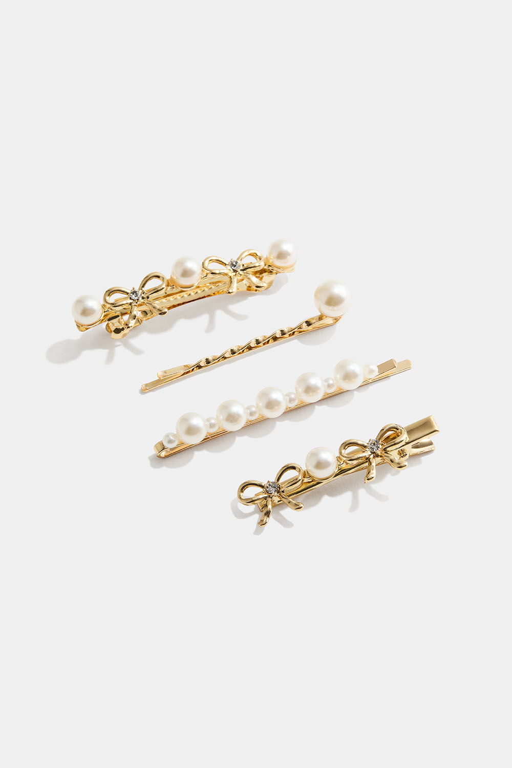 Guldfärgade hårspännen med rosetter och pärlor, 4-pack